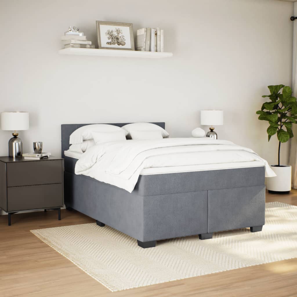 Sommier à lattes de lit et matelas Gris foncé 140x190cm Velours - XIOS
