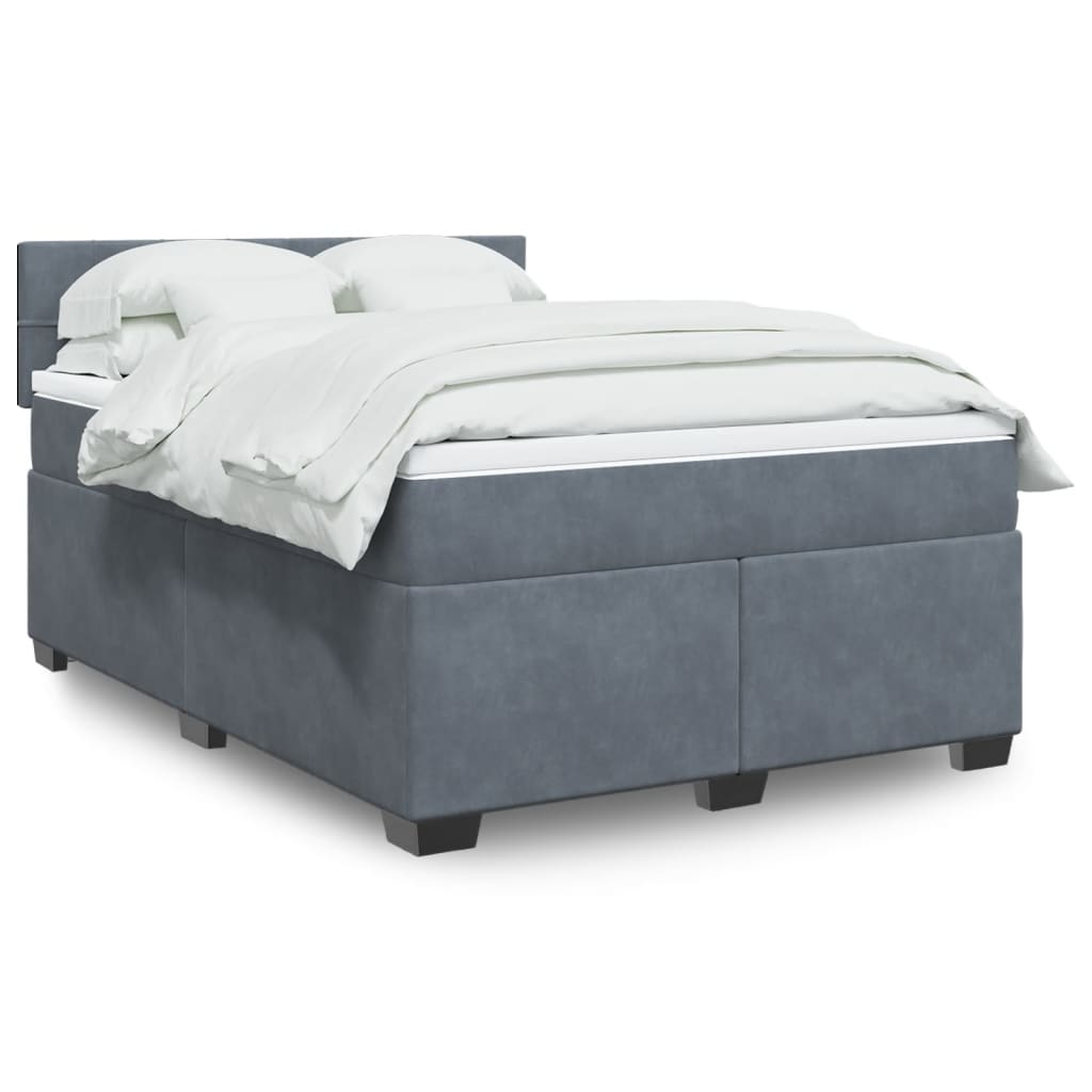 Sommier à lattes de lit et matelas Gris foncé 140x190cm Velours - XIOS