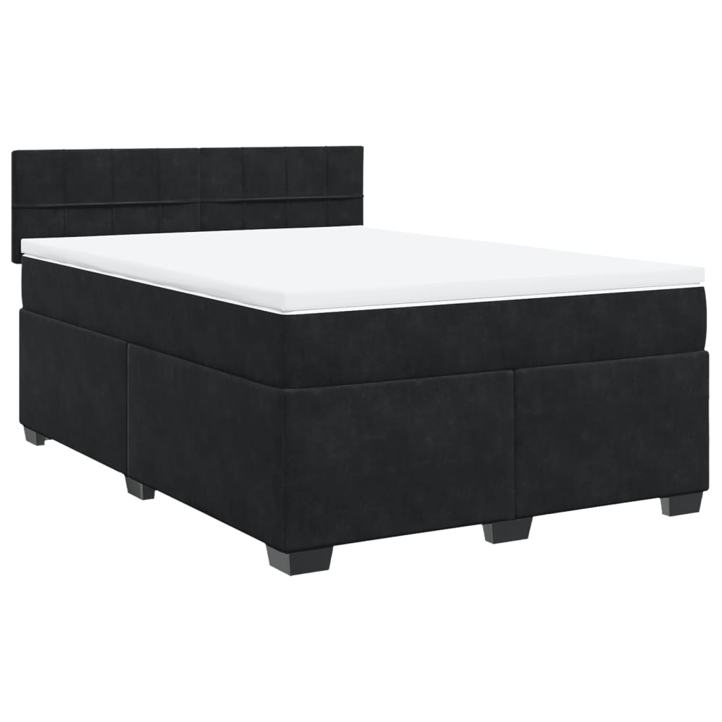Sommier à lattes de lit avec matelas Noir 140x190 cm Velours - XIOS