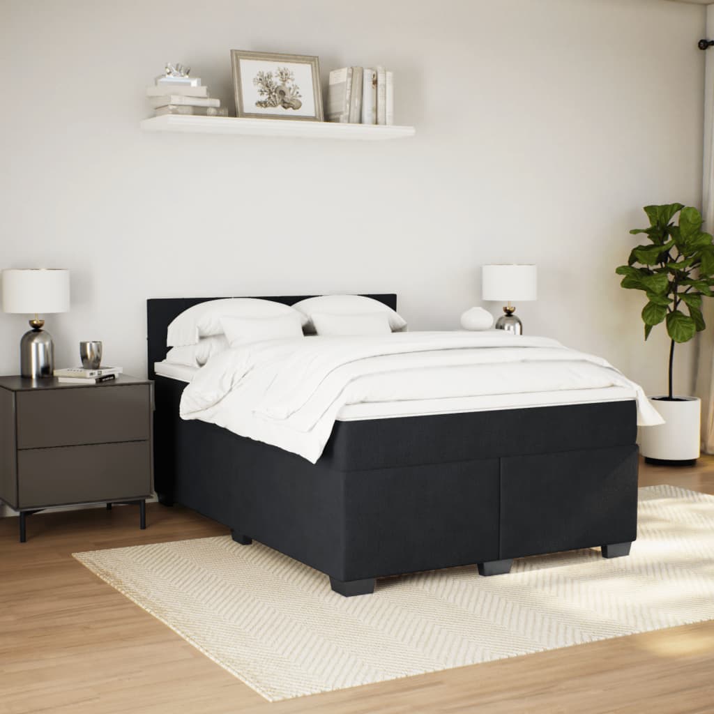 Sommier à lattes de lit avec matelas Noir 140x190 cm Velours - XIOS