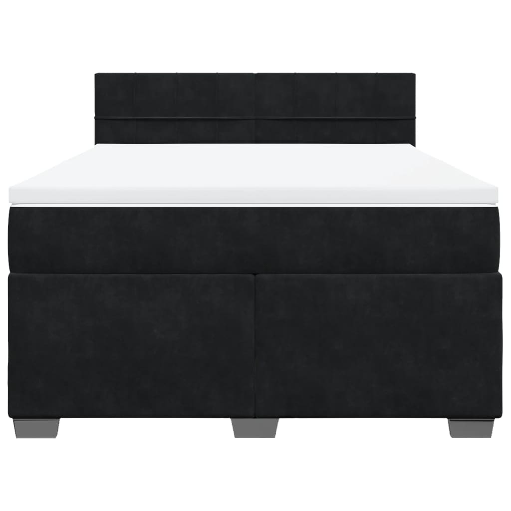 Sommier à lattes de lit avec matelas Noir 140x190 cm Velours - XIOS