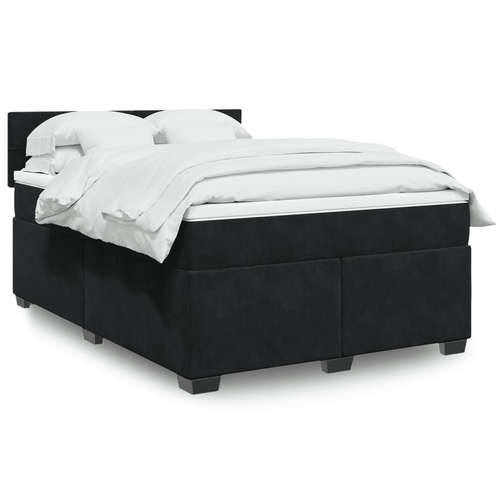 Sommier à lattes de lit avec matelas Noir 140x190 cm Velours - XIOS