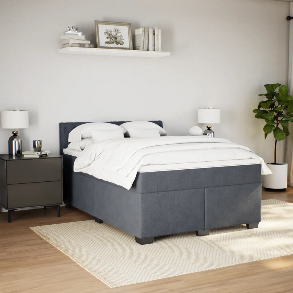 Sommier à lattes de lit et matelas Gris foncé 140x190cm Velours - XIOS
