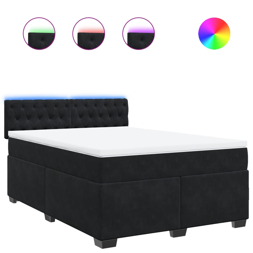 Sommier à lattes de lit avec matelas Noir 140x190 cm Velours - XIOS