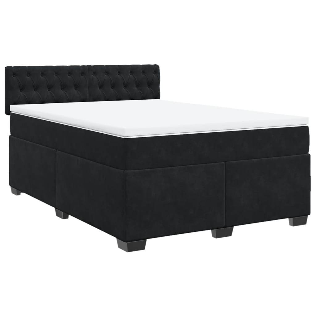 Sommier à lattes de lit avec matelas Noir 140x190 cm Velours - XIOS
