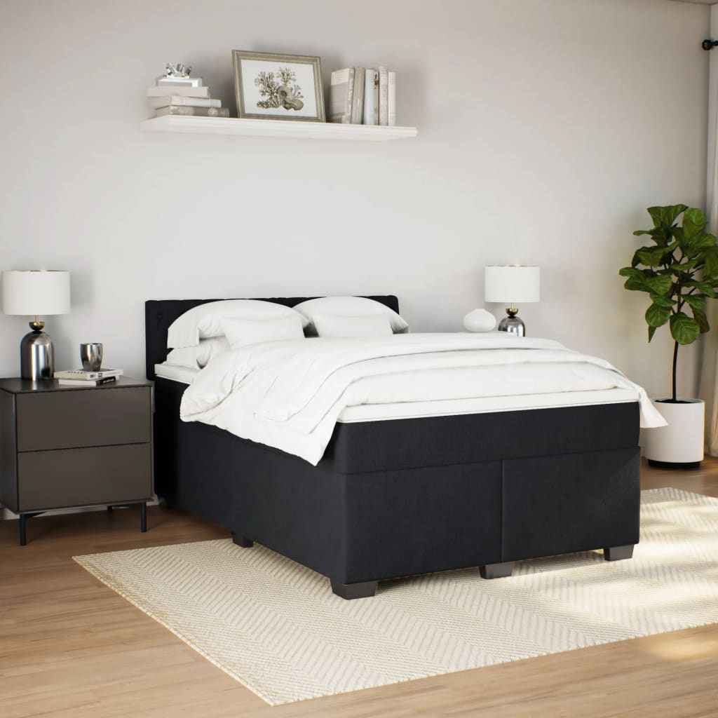 Sommier à lattes de lit avec matelas Noir 140x190 cm Velours - XIOS