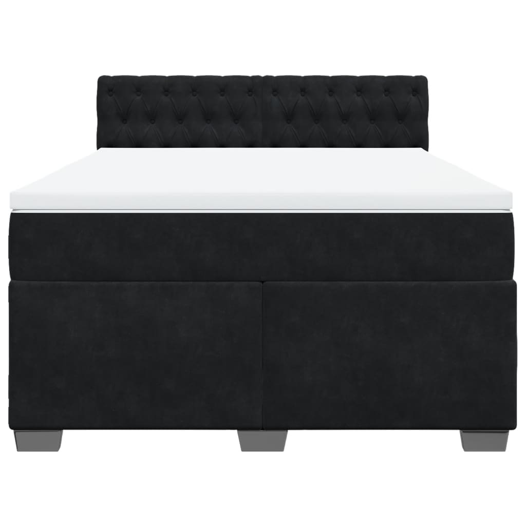 Sommier à lattes de lit avec matelas Noir 140x190 cm Velours - XIOS