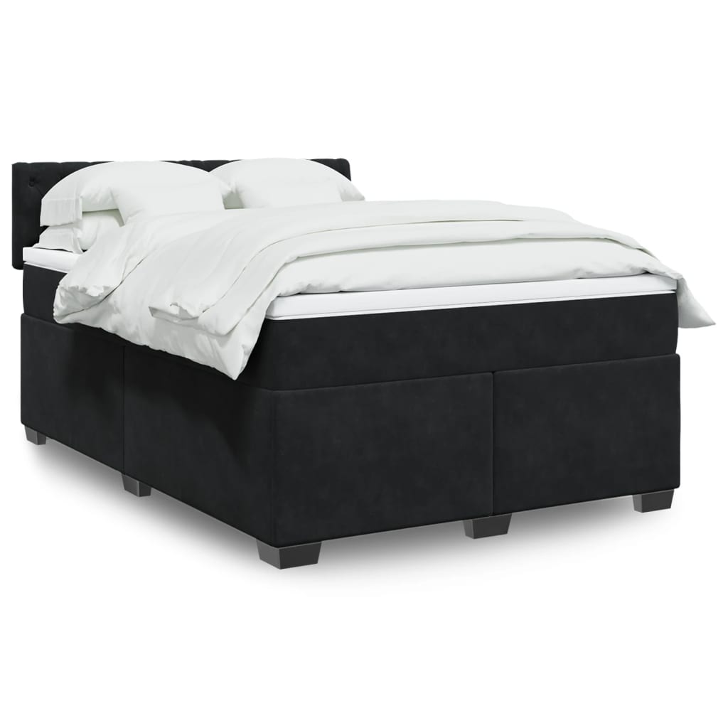 Sommier à lattes de lit avec matelas Noir 140x190 cm Velours - XIOS