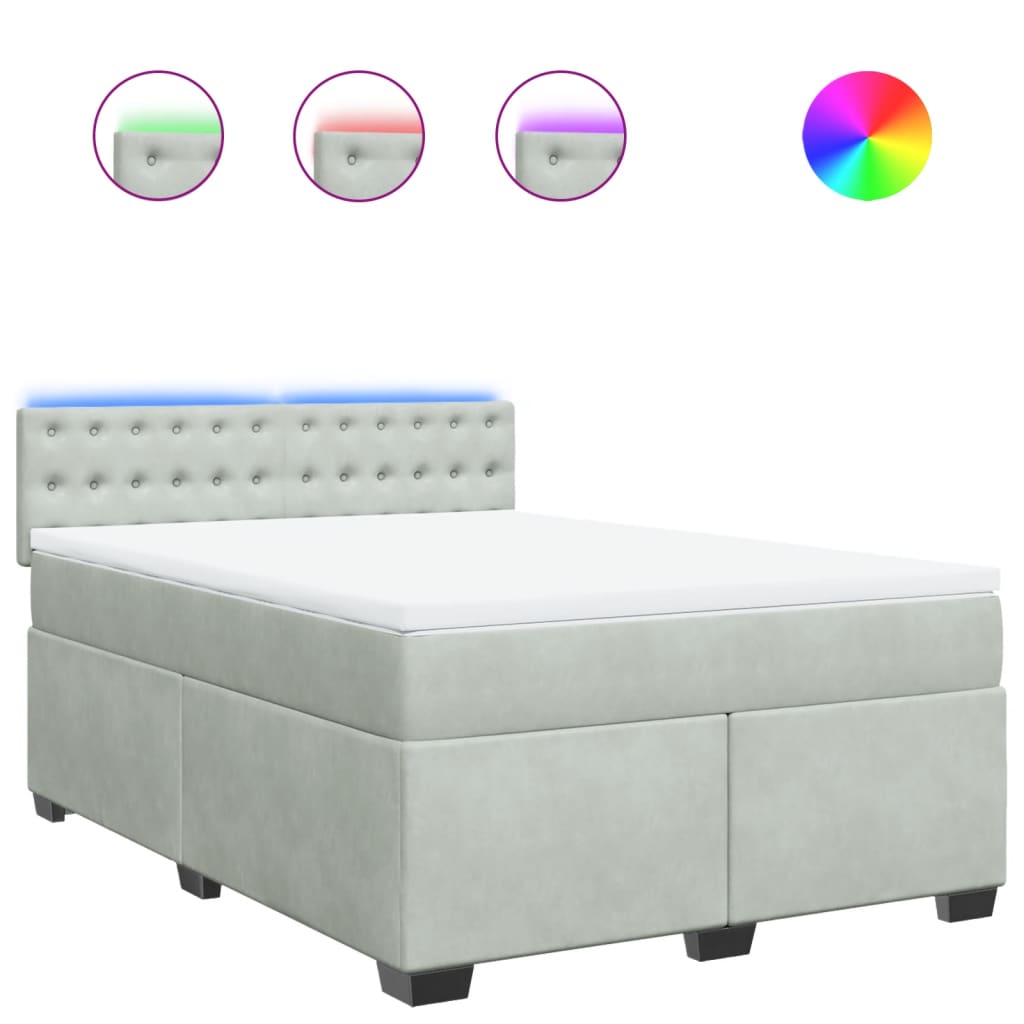 Sommier à lattes de lit et matelas Gris clair 140x190cm Velours - XIOS
