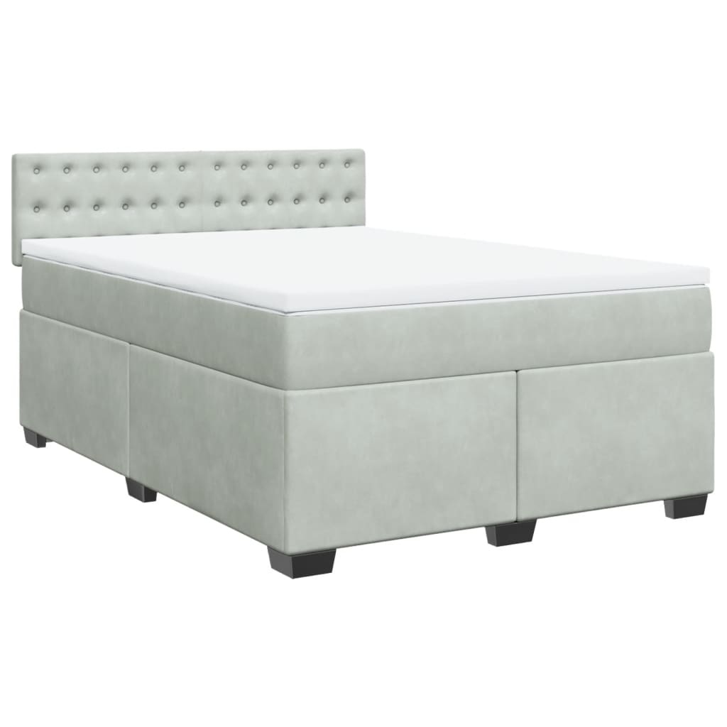 Sommier à lattes de lit et matelas Gris clair 140x190cm Velours