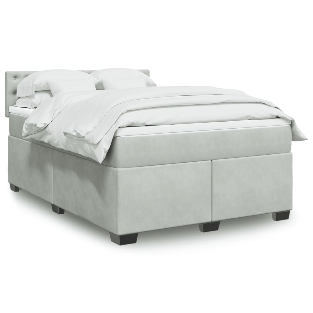 Sommier à lattes de lit et matelas Gris clair 140x190cm Velours - XIOS