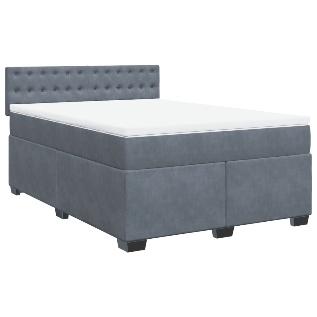 Sommier à lattes de lit et matelas Gris foncé 140x190cm Velours - XIOS