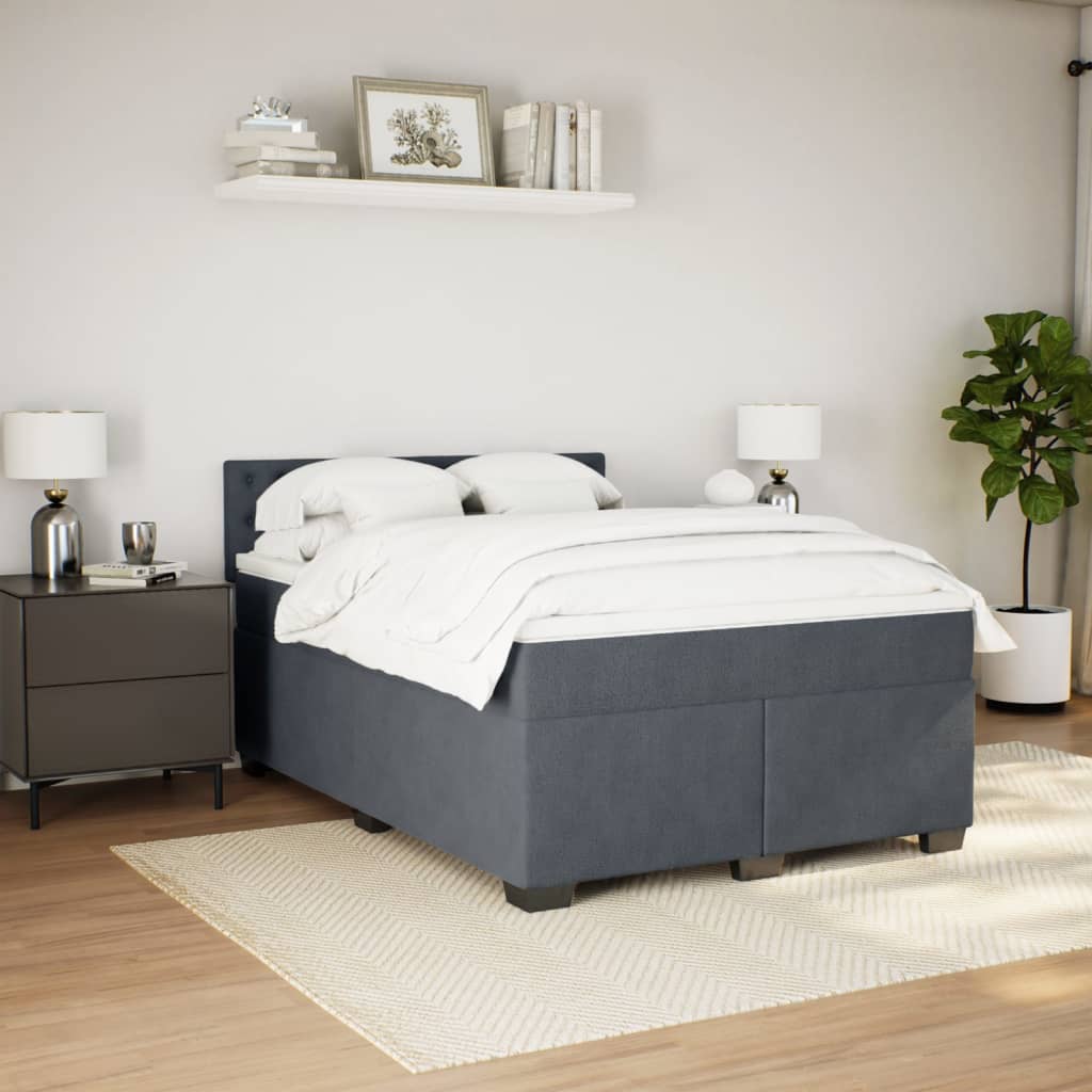 Sommier à lattes de lit et matelas Gris foncé 140x190cm Velours - XIOS