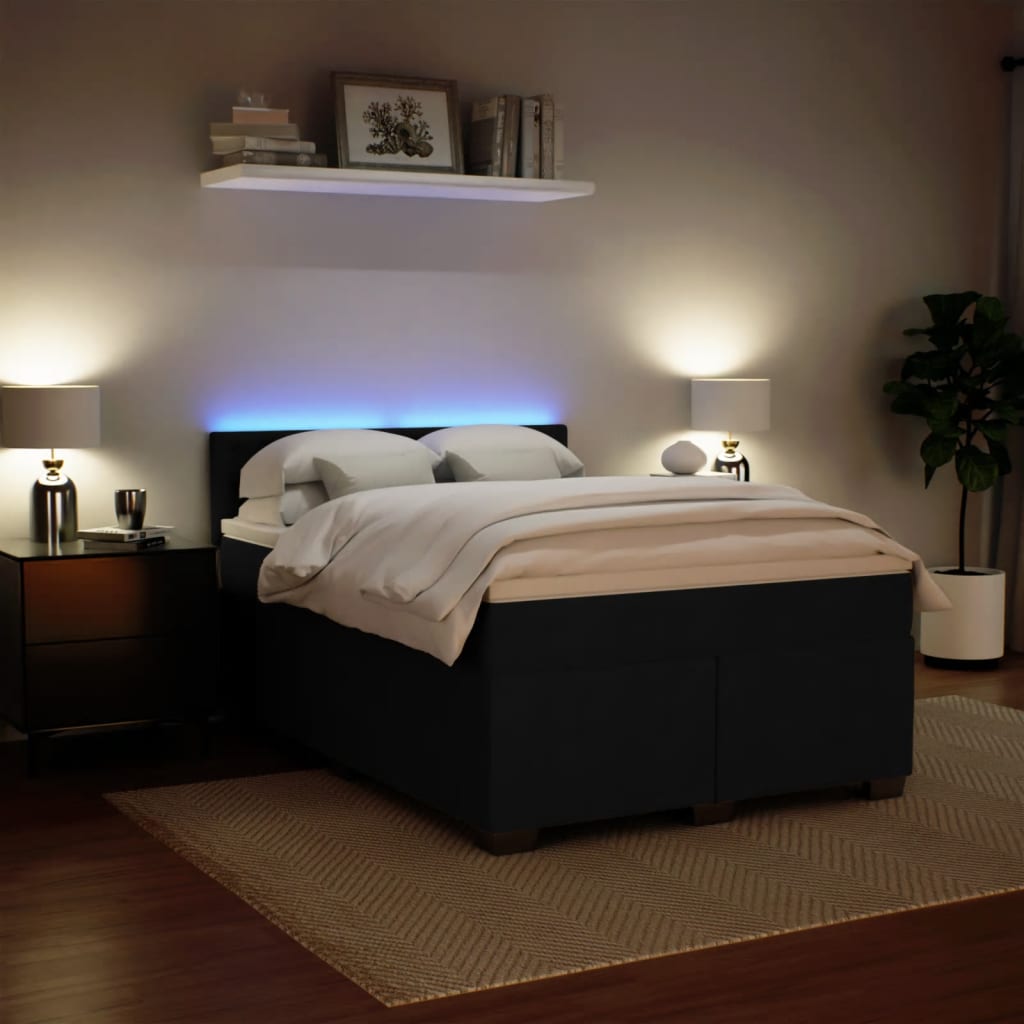 Sommier à lattes de lit avec matelas Noir 140x190 cm Velours - XIOS
