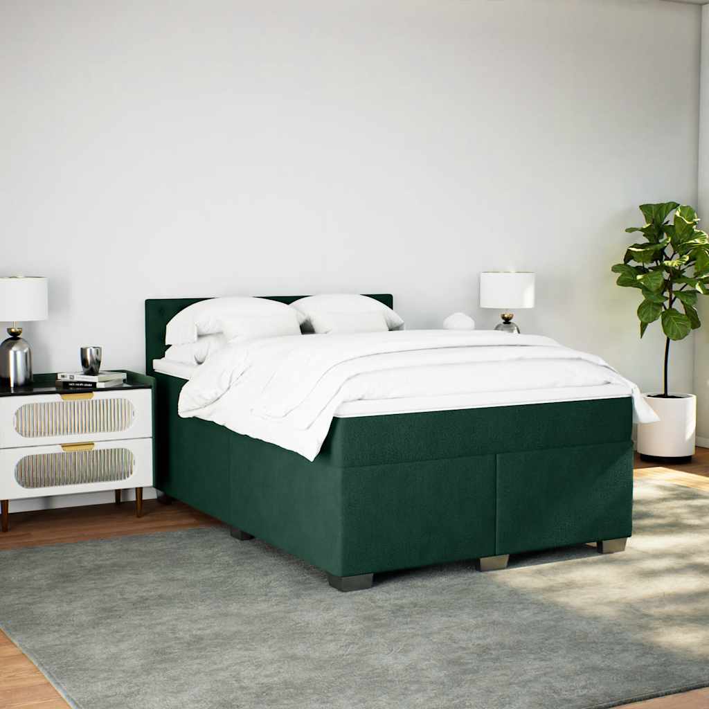 Sommier à lattes de lit et matelas Vert foncé 140x190cm Velours