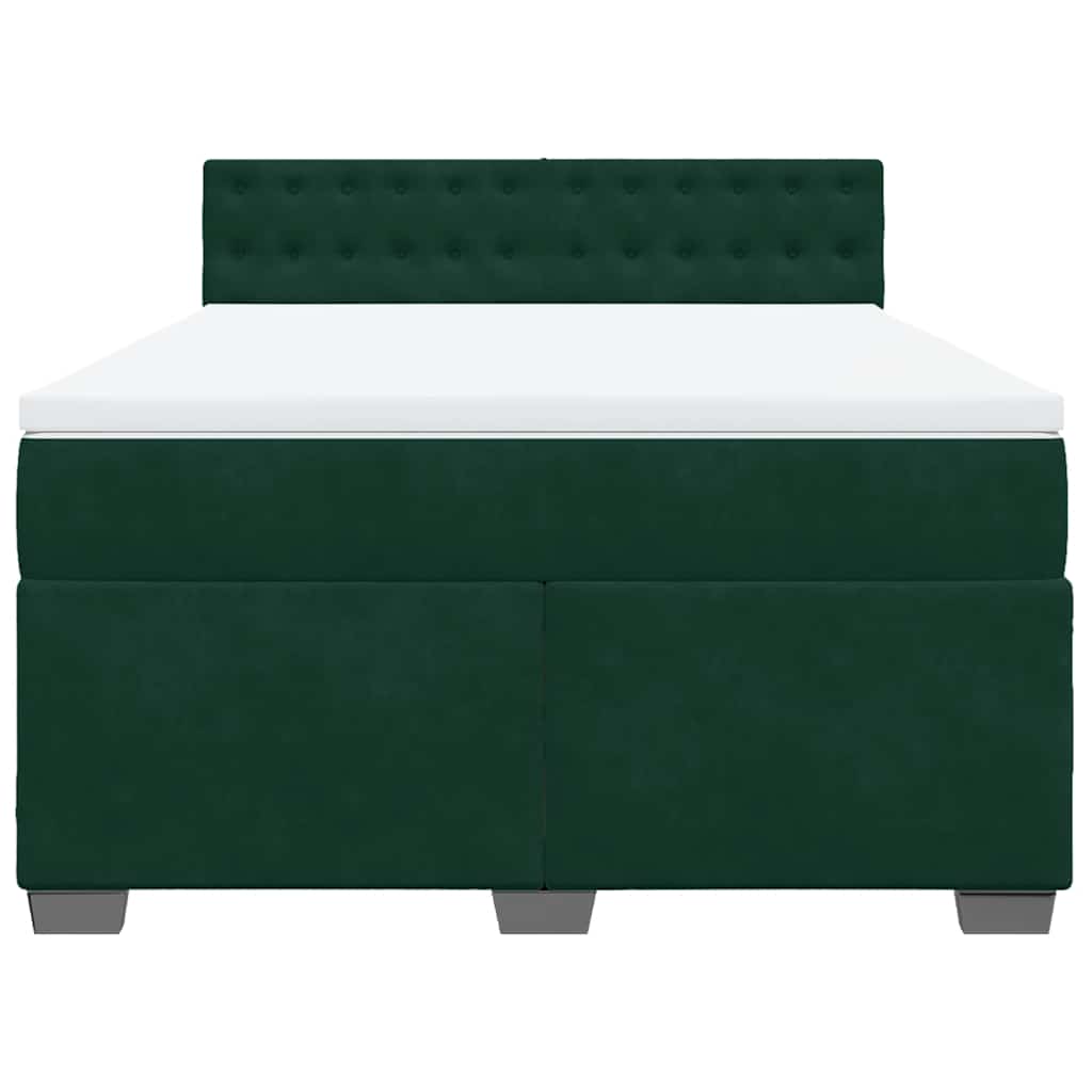 Sommier à lattes de lit et matelas Vert foncé 140x190cm Velours
