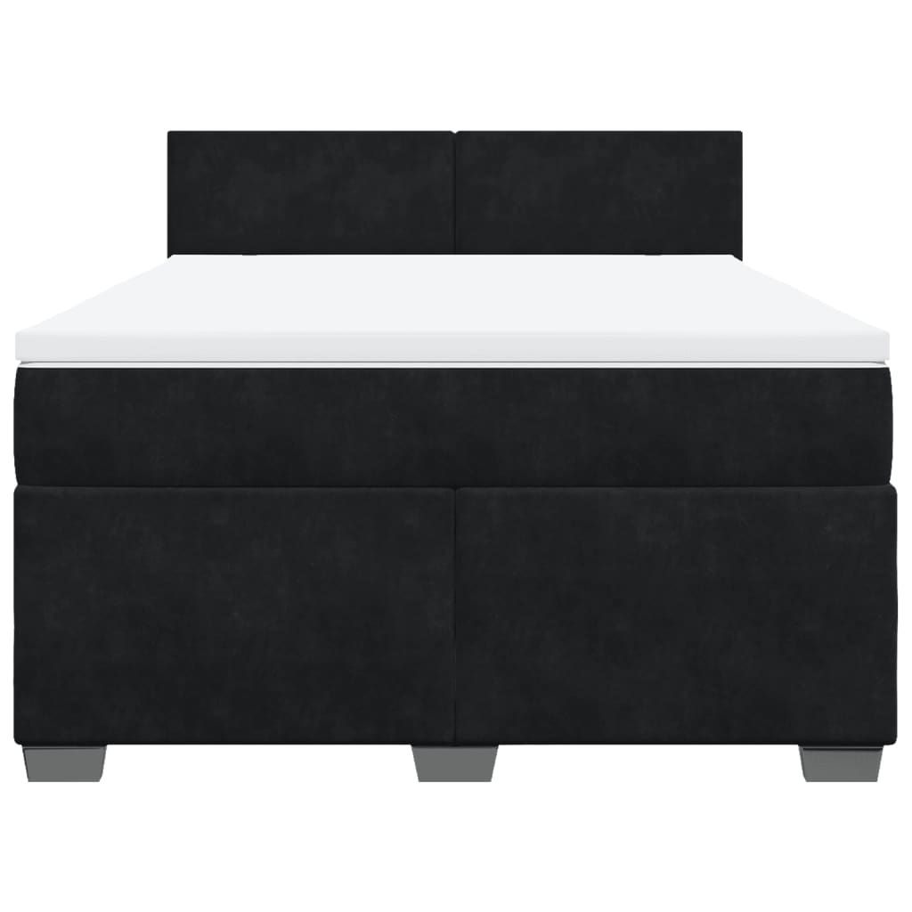 Sommier à lattes de lit avec matelas Noir 140x200 cm Velours - XIOS
