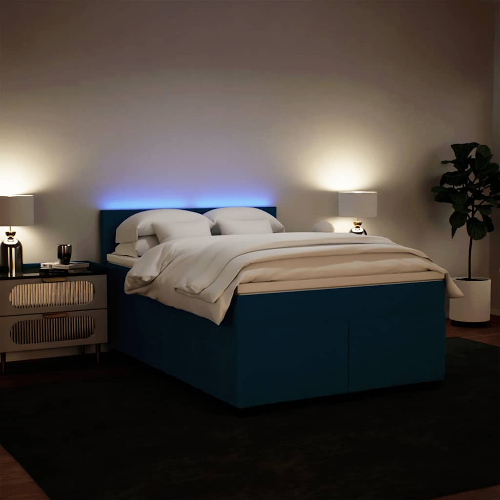 Sommier à lattes de lit et matelas bleu 140x200 cm velours - XIOS