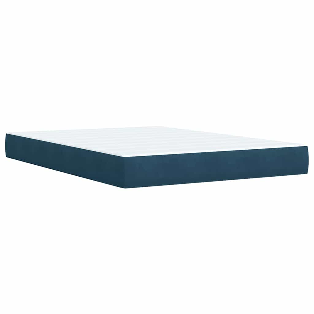 Sommier à lattes de lit et matelas bleu 140x200 cm velours