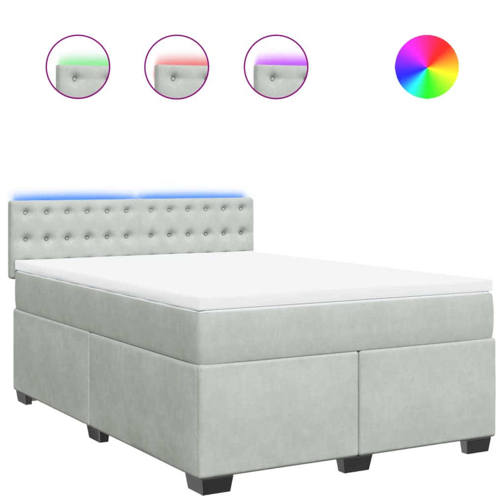 Sommier à lattes de lit et matelas Gris clair 140x200cm Velours - XIOS