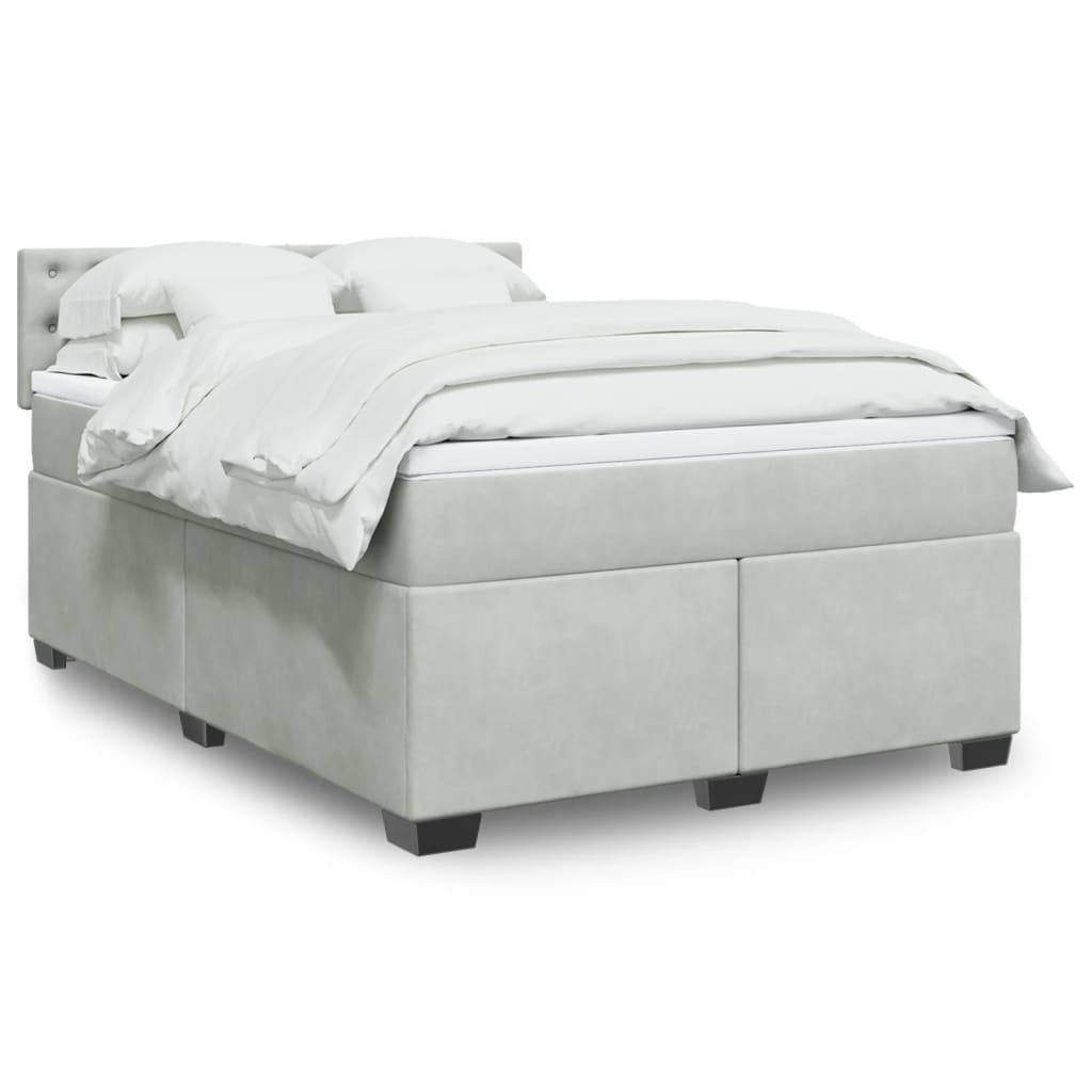 Sommier à lattes de lit et matelas Gris clair 140x200cm Velours - XIOS