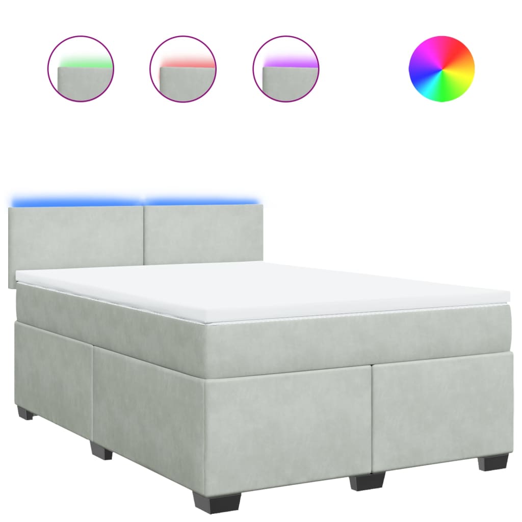 Sommier à lattes de lit et matelas Gris clair 160x200cm Velours - XIOS