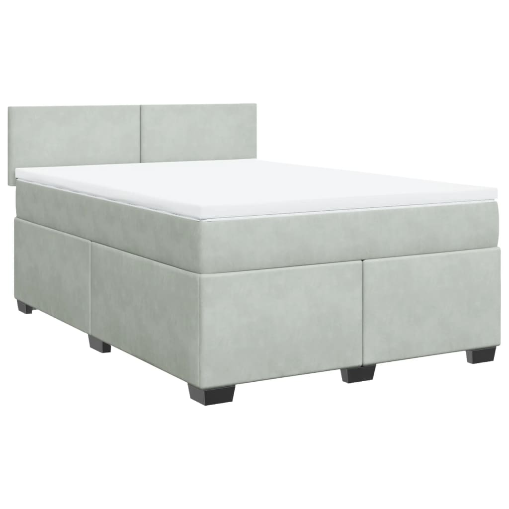 Sommier à lattes de lit et matelas Gris clair 160x200cm Velours - XIOS