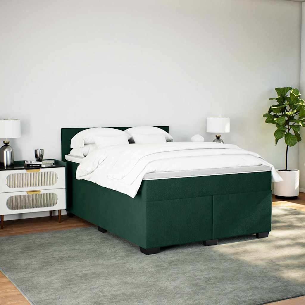 Sommier à lattes de lit et matelas Vert foncé 160x200cm Velours