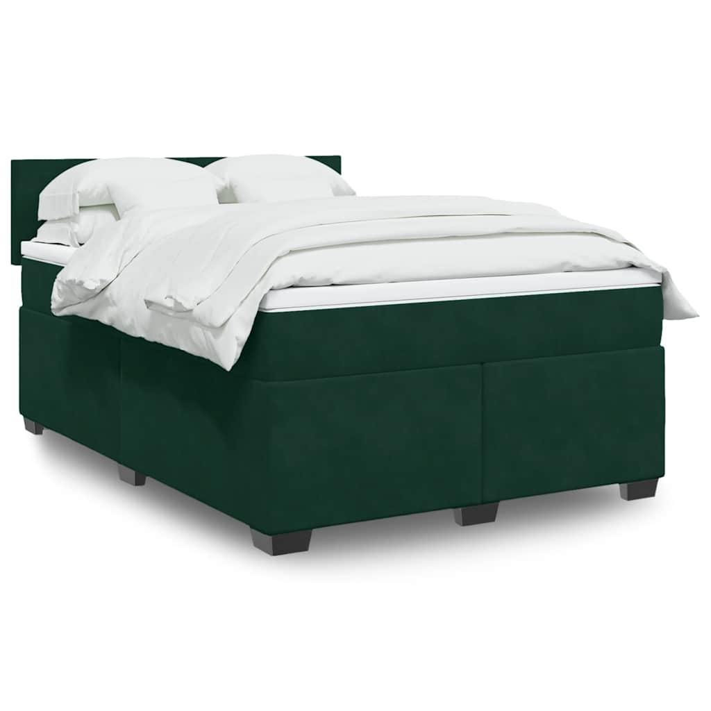 Sommier à lattes de lit et matelas Vert foncé 160x200cm Velours