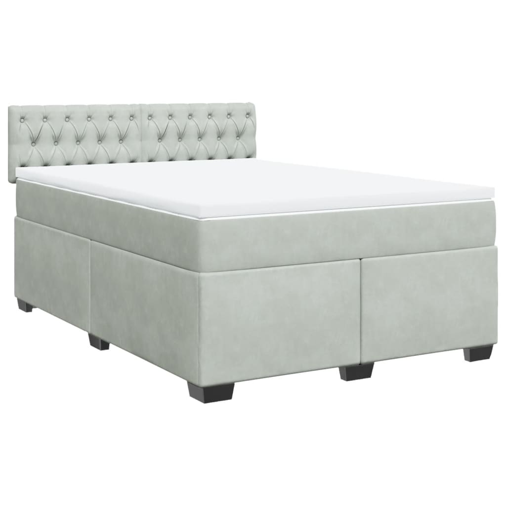Sommier à lattes de lit et matelas Gris clair 160x200cm Velours - XIOS
