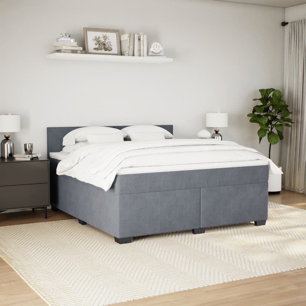 Sommier à lattes de lit et matelas Gris foncé 180x200cm Velours - XIOS