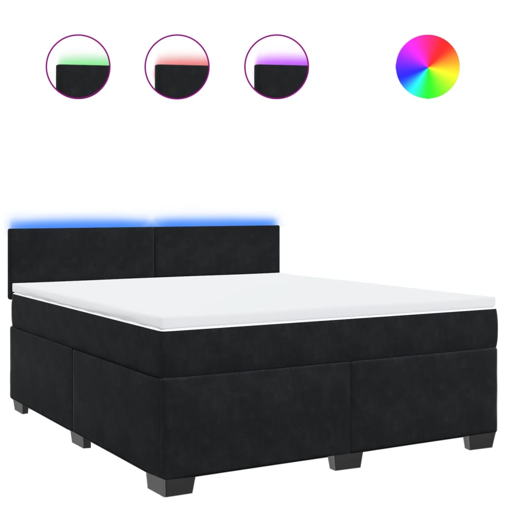 Sommier à lattes de lit avec matelas Noir 180x200 cm Velours - XIOS