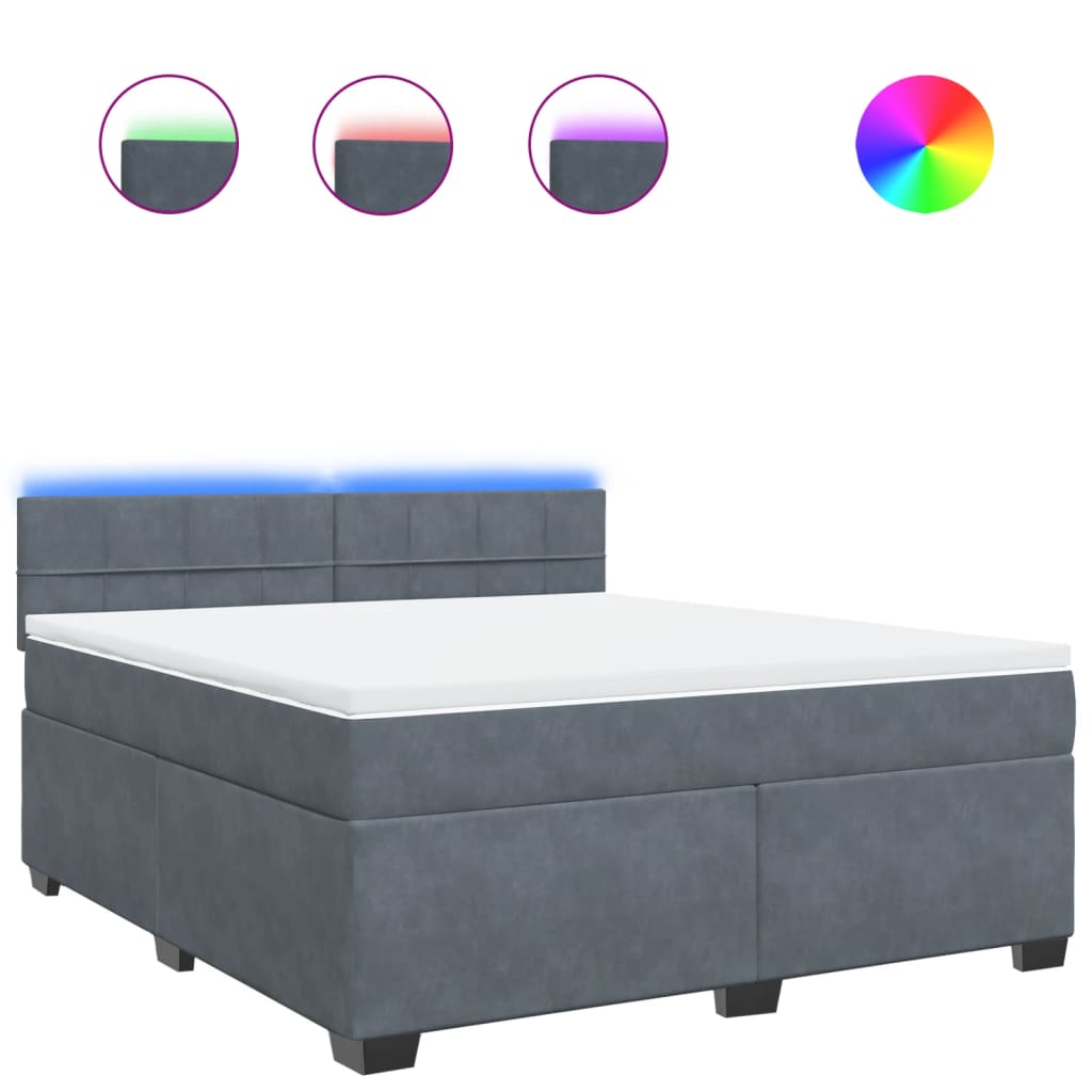 Sommier à lattes de lit et matelas Gris foncé 180x200cm Velours - XIOS