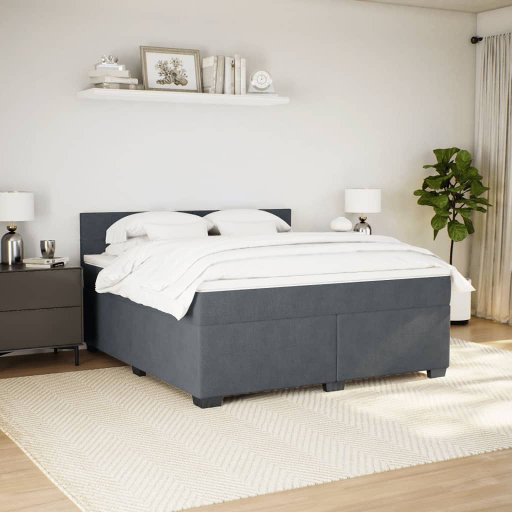 Sommier à lattes de lit et matelas Gris foncé 180x200cm Velours - XIOS