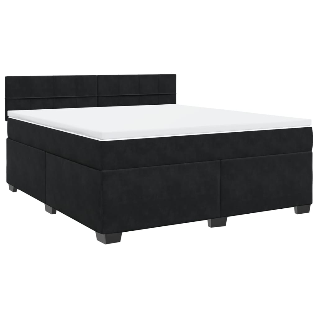 Sommier à lattes de lit avec matelas Noir 180x200 cm Velours - XIOS