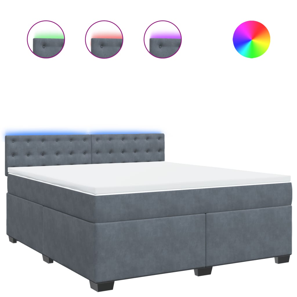 Sommier à lattes de lit et matelas Gris foncé 180x200cm Velours - XIOS