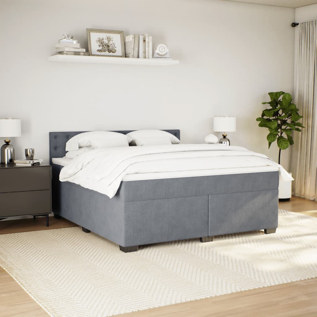 Sommier à lattes de lit et matelas Gris foncé 180x200cm Velours - XIOS