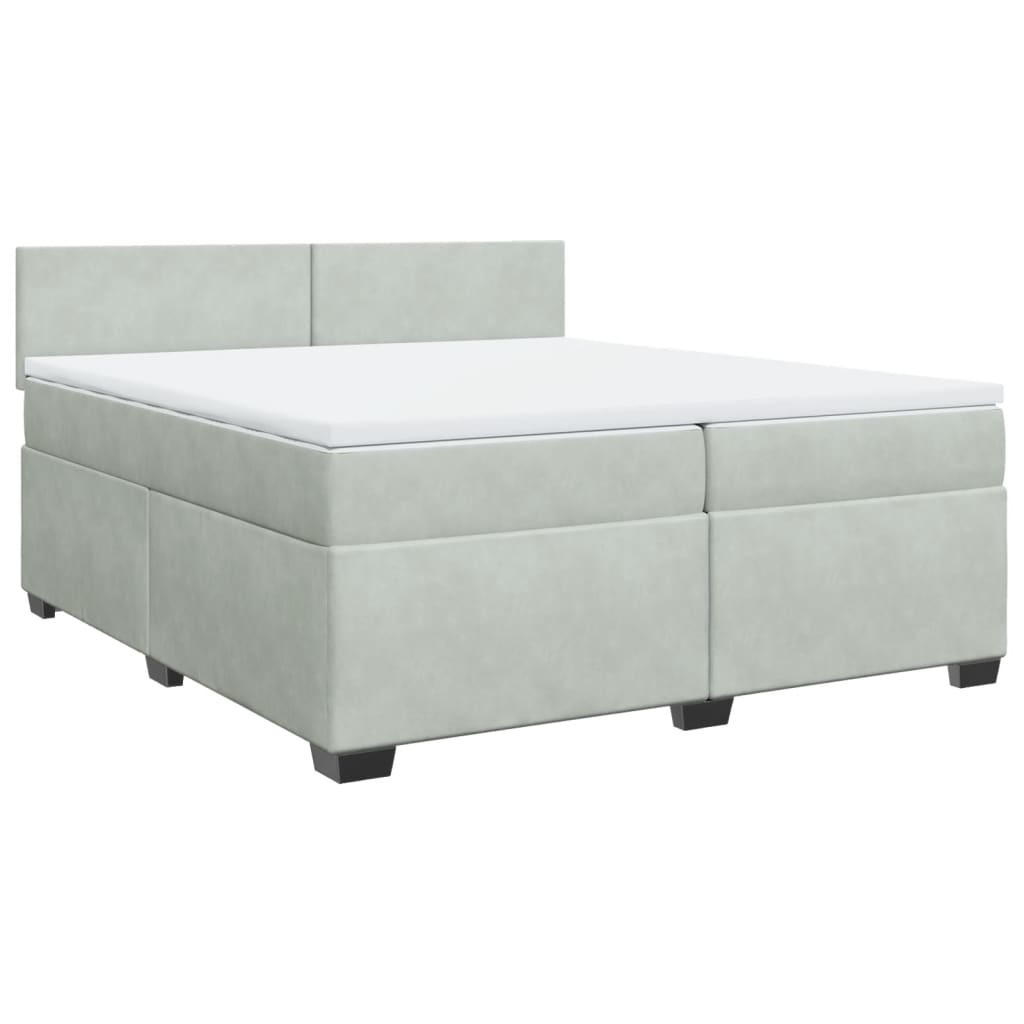 Sommier à lattes de lit et matelas Gris clair 200x200cm Velours - XIOS