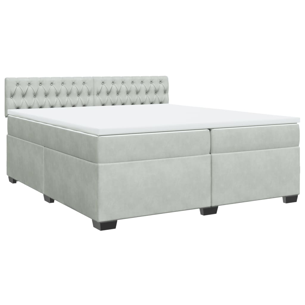Sommier à lattes de lit et matelas Gris clair 200x200cm Velours - XIOS