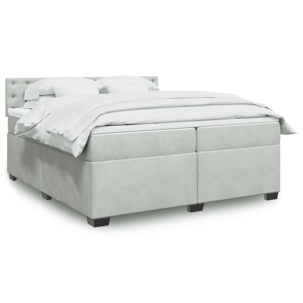 Sommier à lattes de lit et matelas Gris clair 200x200cm Velours - XIOS
