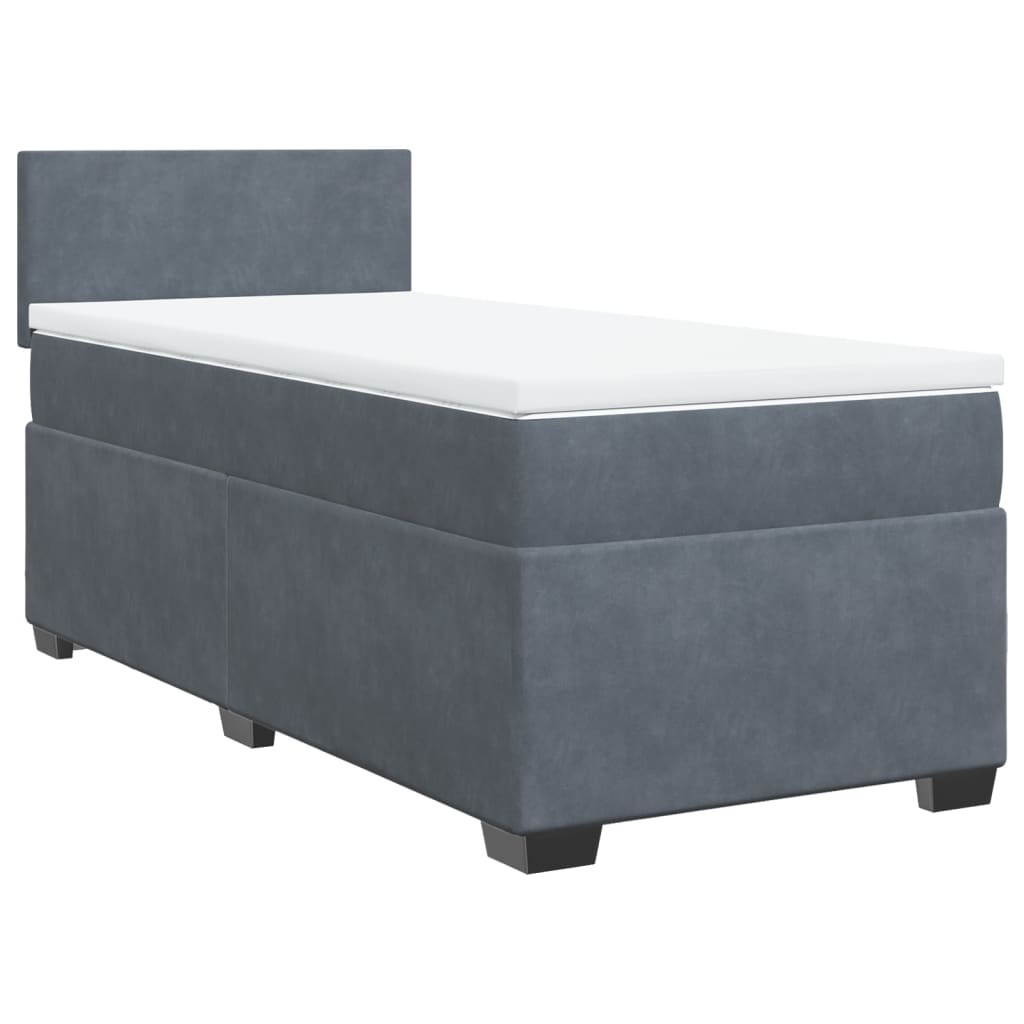 Sommier à lattes de lit avec matelas gris foncé 90x190 cm simple velours - XIOS