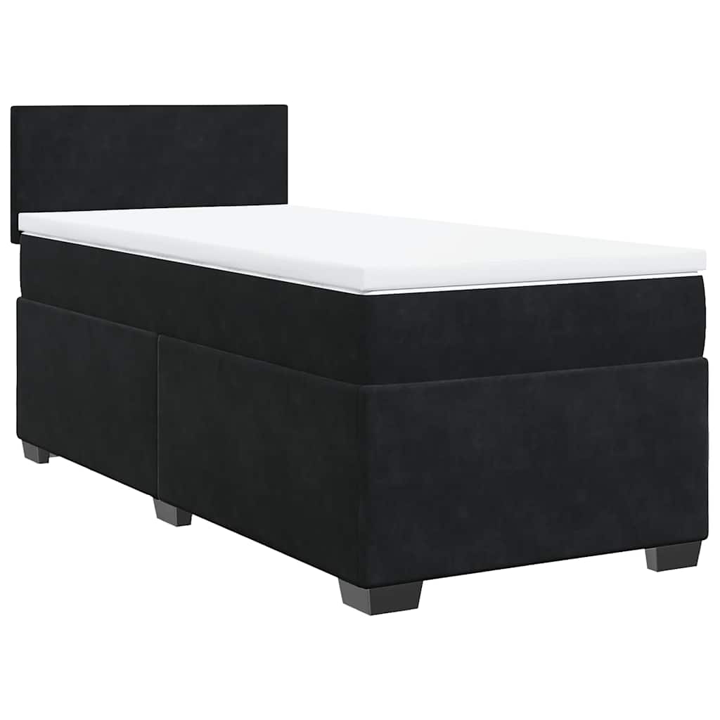 Sommier à lattes de lit avec matelas noir 90x190 cm simple velours - XIOS