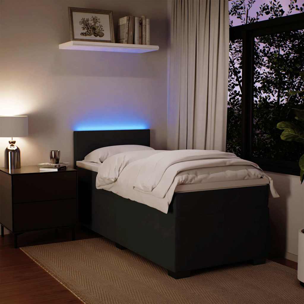 Sommier à lattes de lit avec matelas noir 90x190 cm simple velours - XIOS