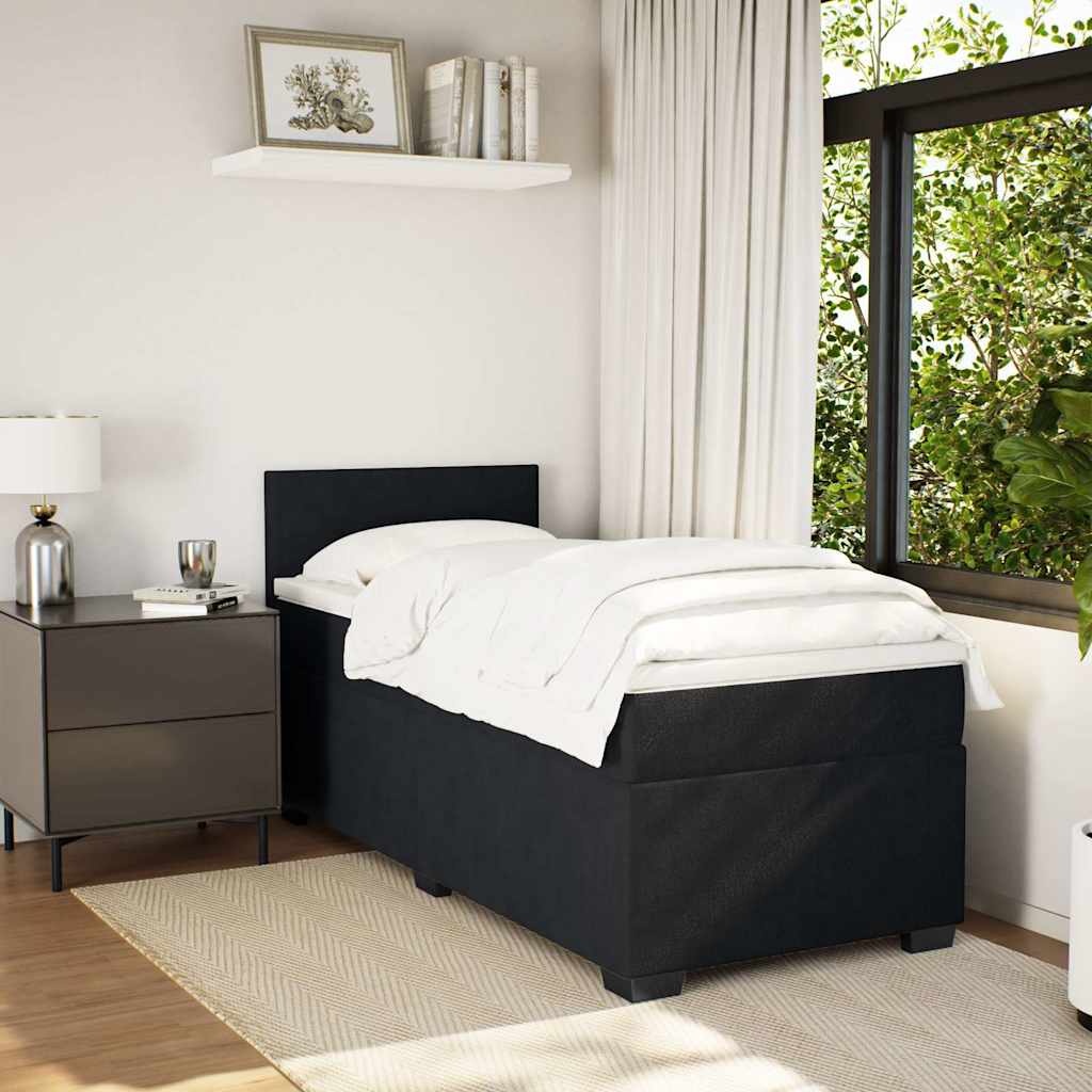 Sommier à lattes de lit avec matelas noir 90x190 cm simple velours - XIOS