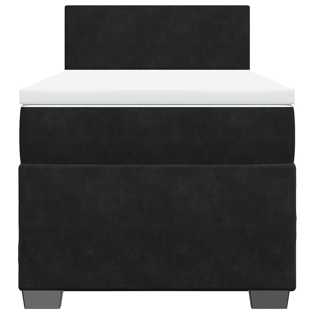 Sommier à lattes de lit avec matelas noir 90x190 cm simple velours - XIOS