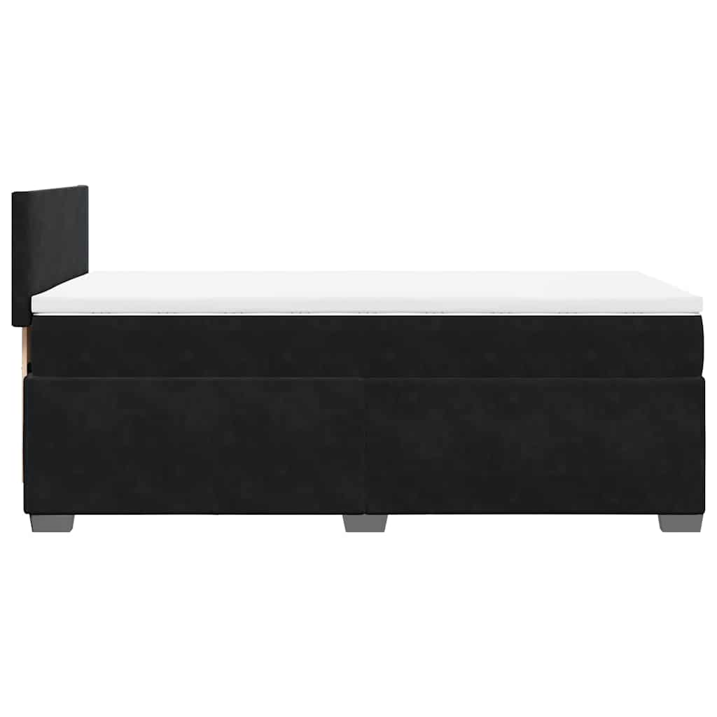 Sommier à lattes de lit avec matelas noir 90x190 cm simple velours - XIOS