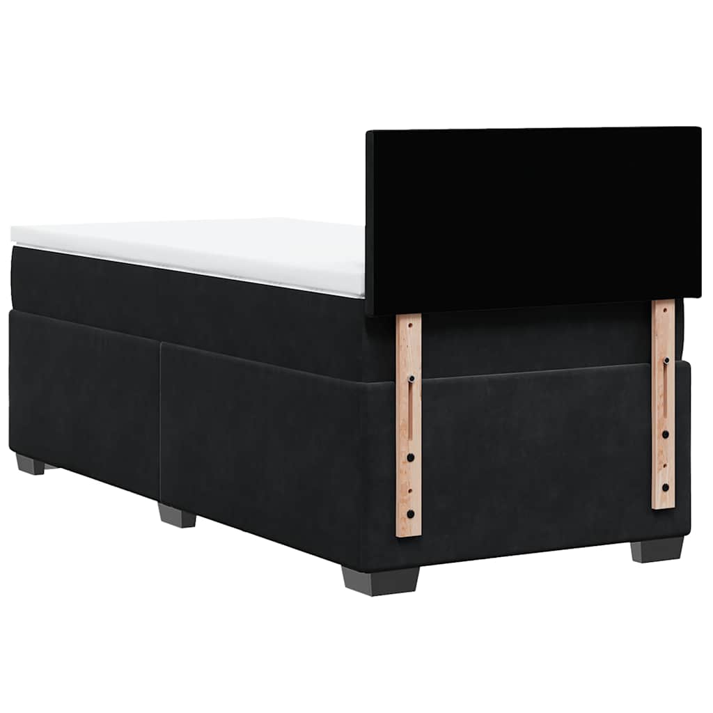 Sommier à lattes de lit avec matelas noir 90x190 cm simple velours - XIOS