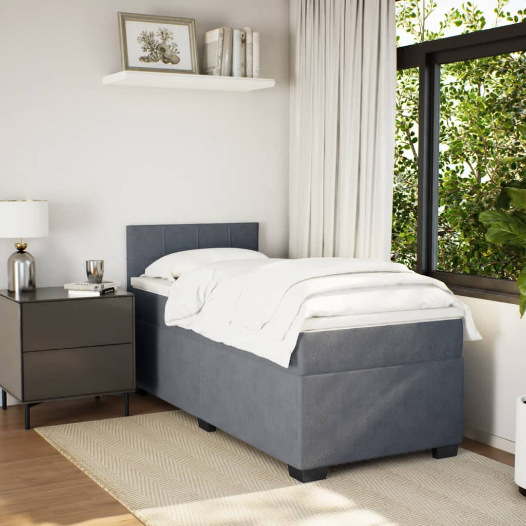 Sommier à lattes de lit avec matelas gris foncé 90x190 cm simple velours - XIOS