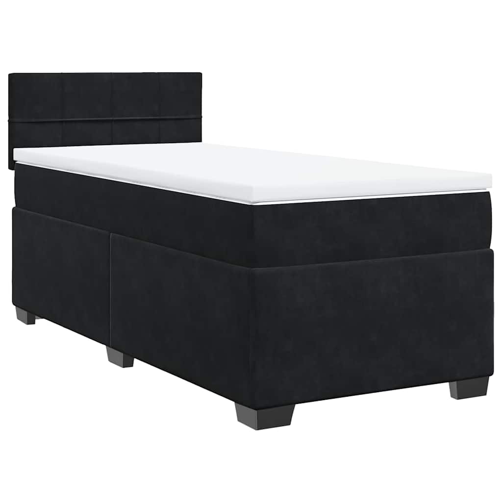 Sommier à lattes de lit avec matelas noir 90x190 cm simple velours - XIOS