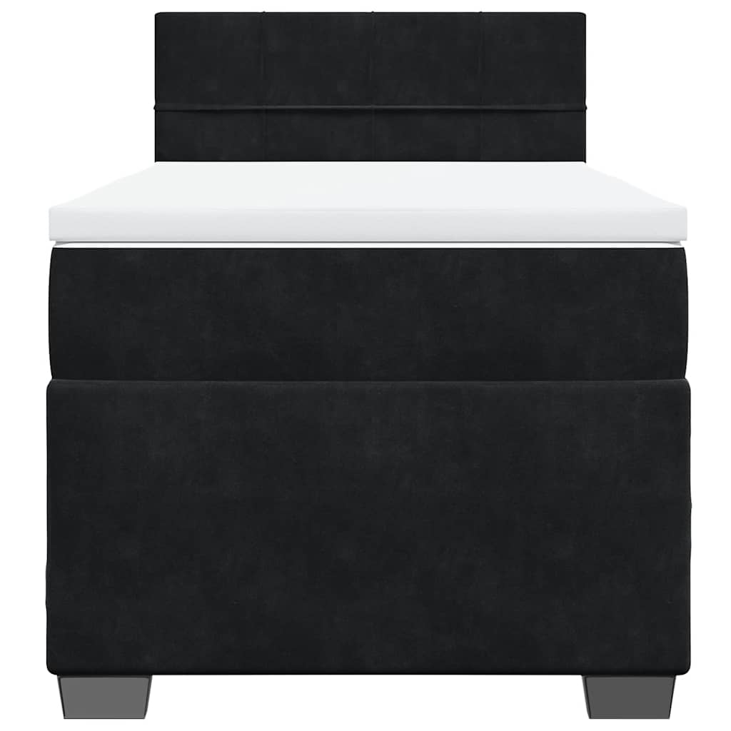 Sommier à lattes de lit avec matelas noir 90x190 cm simple velours - XIOS